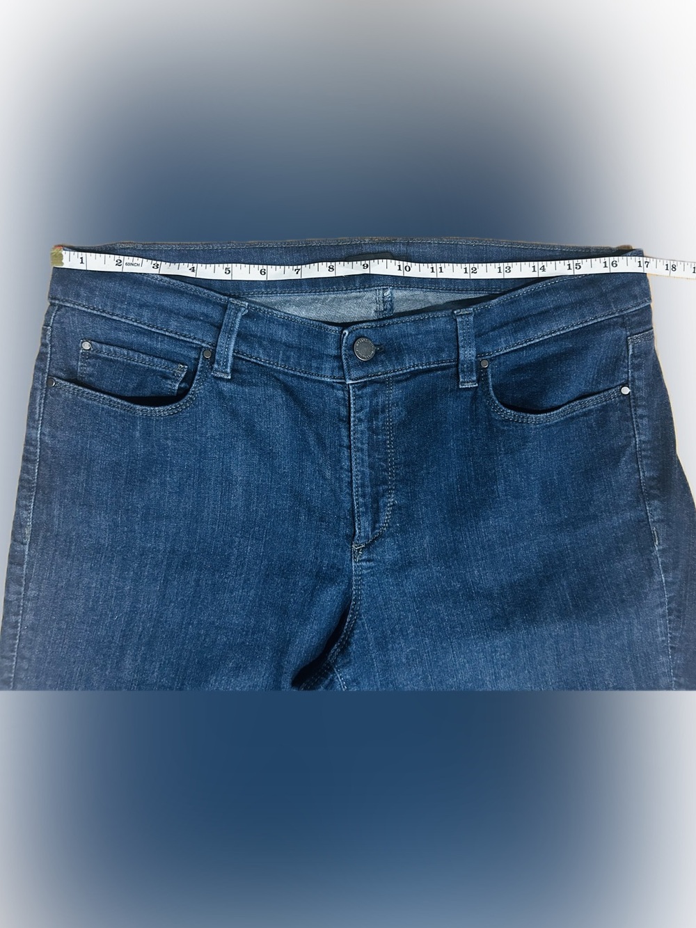 EUC Ann Taylor SZ 12 Blue Super Skinny Modern Fit 5-Pocket Jeans/Waist 34”-38” - Picture 4 of 7